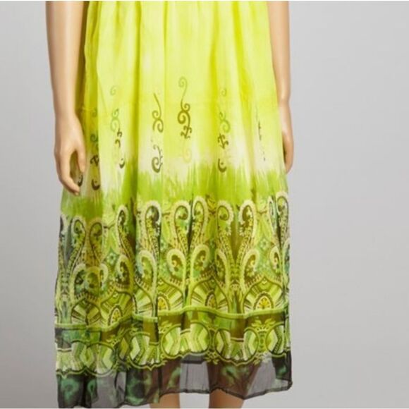 Chartreuse boho summer empire waist maxidress - Picture 2 of 3